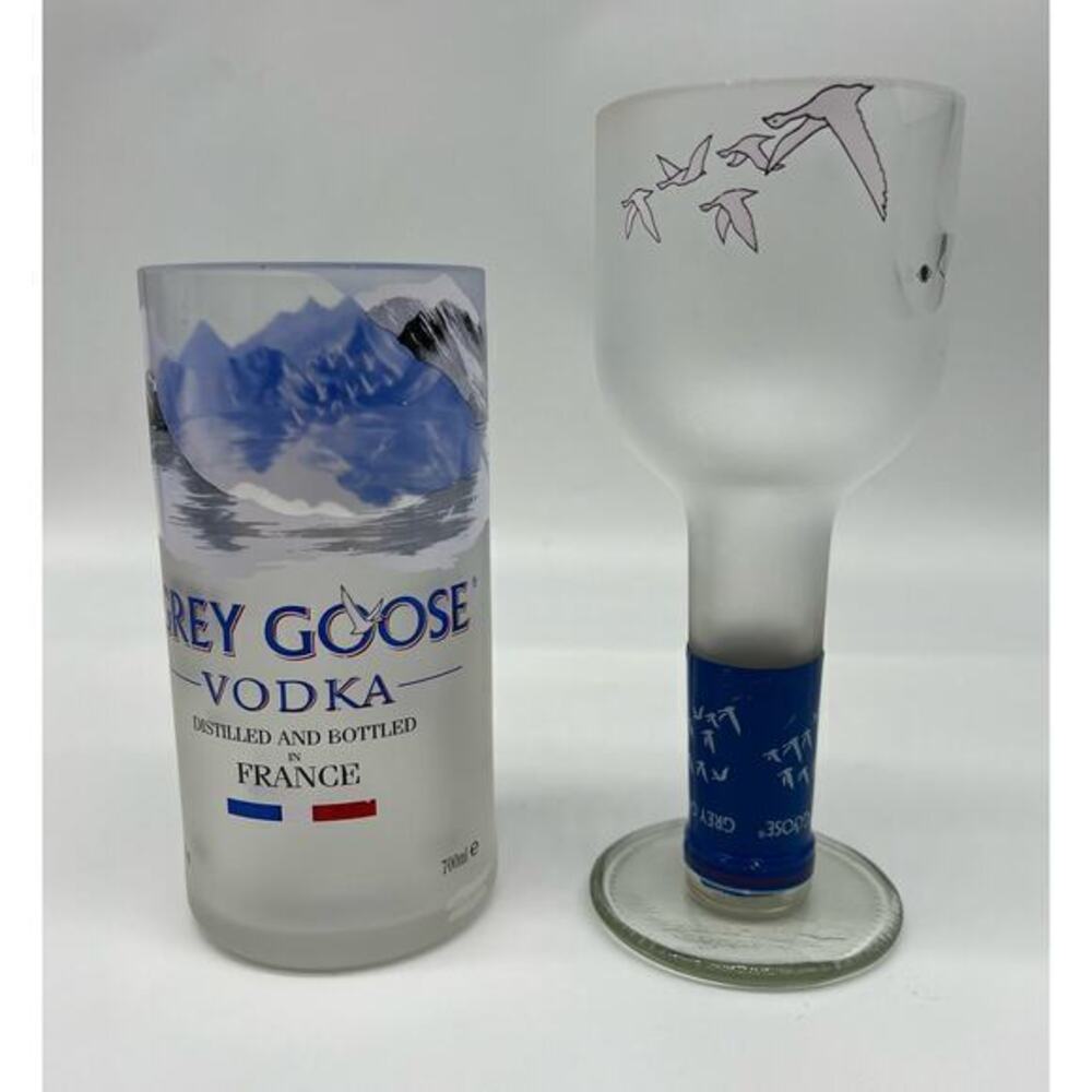 Grey Goose Vodka Bottle Upcycled Glass handmade and drinking glass